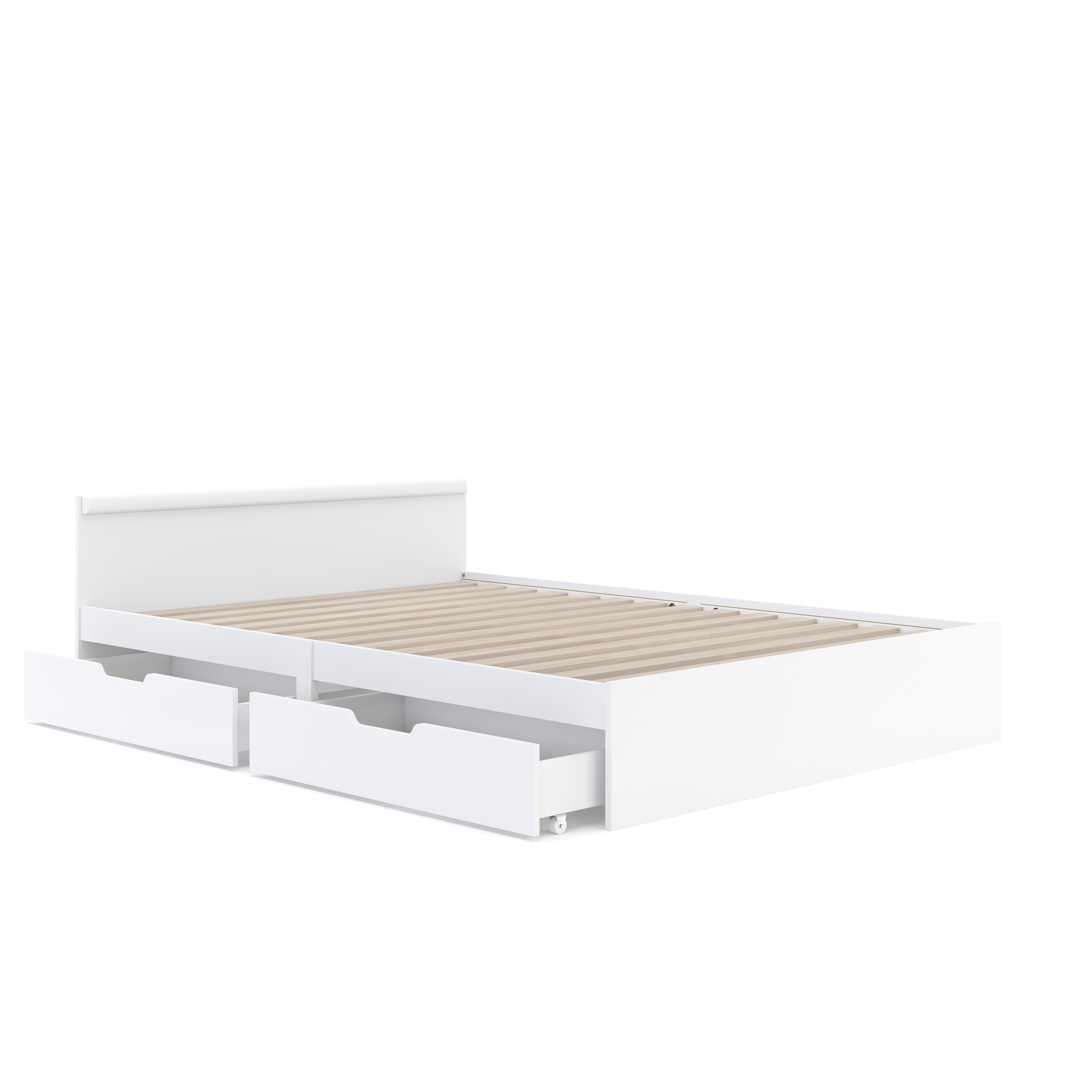 Bett Holz BELLA mit Stauraum und Schubladen 140 x 200 cm weiss