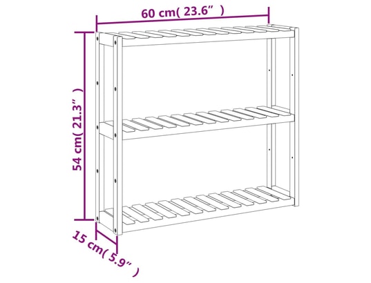 VIDAXL - Porte serviette étagère de salle de bain à 3 niveaux murale 60x15x54 cm bamb...