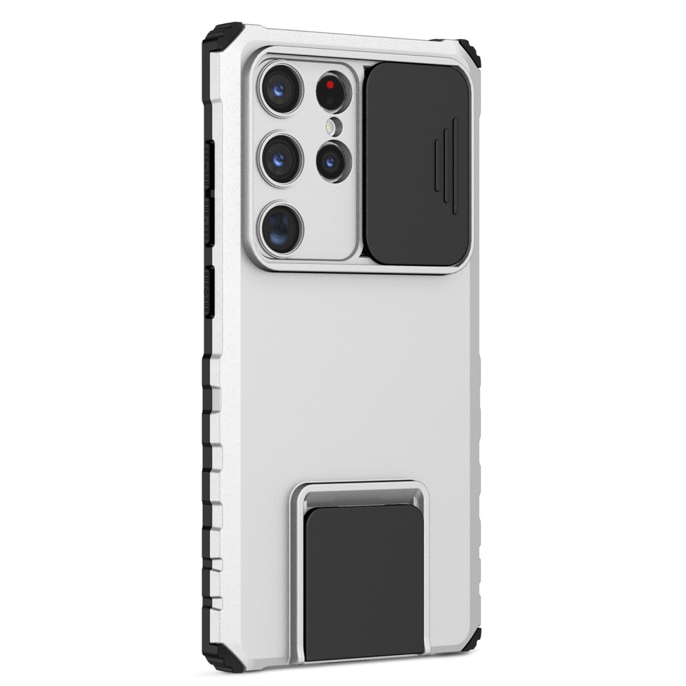 Samsung Galaxy S24 Ultra Hybrid Outdoor Hardcase Hülle mit Cam-Slider   Kickstand - Weiss (Matt)