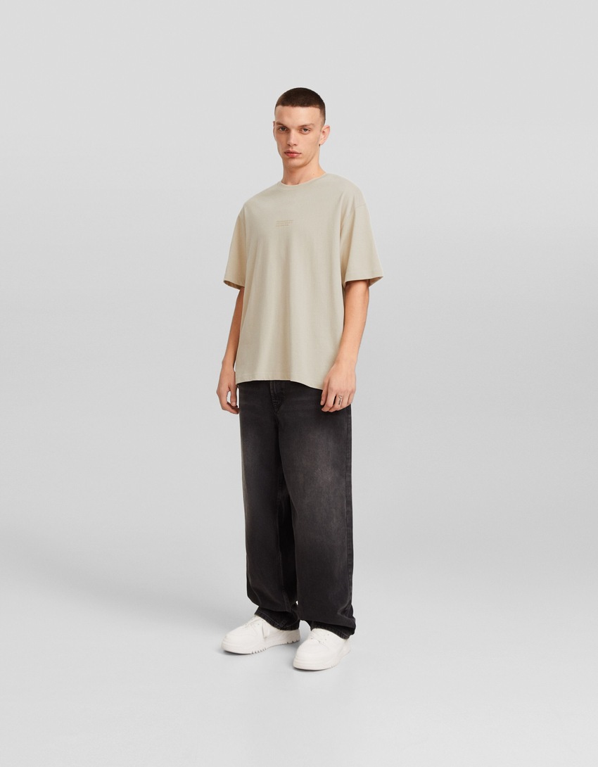 Camiseta oversized de manga curta estampada