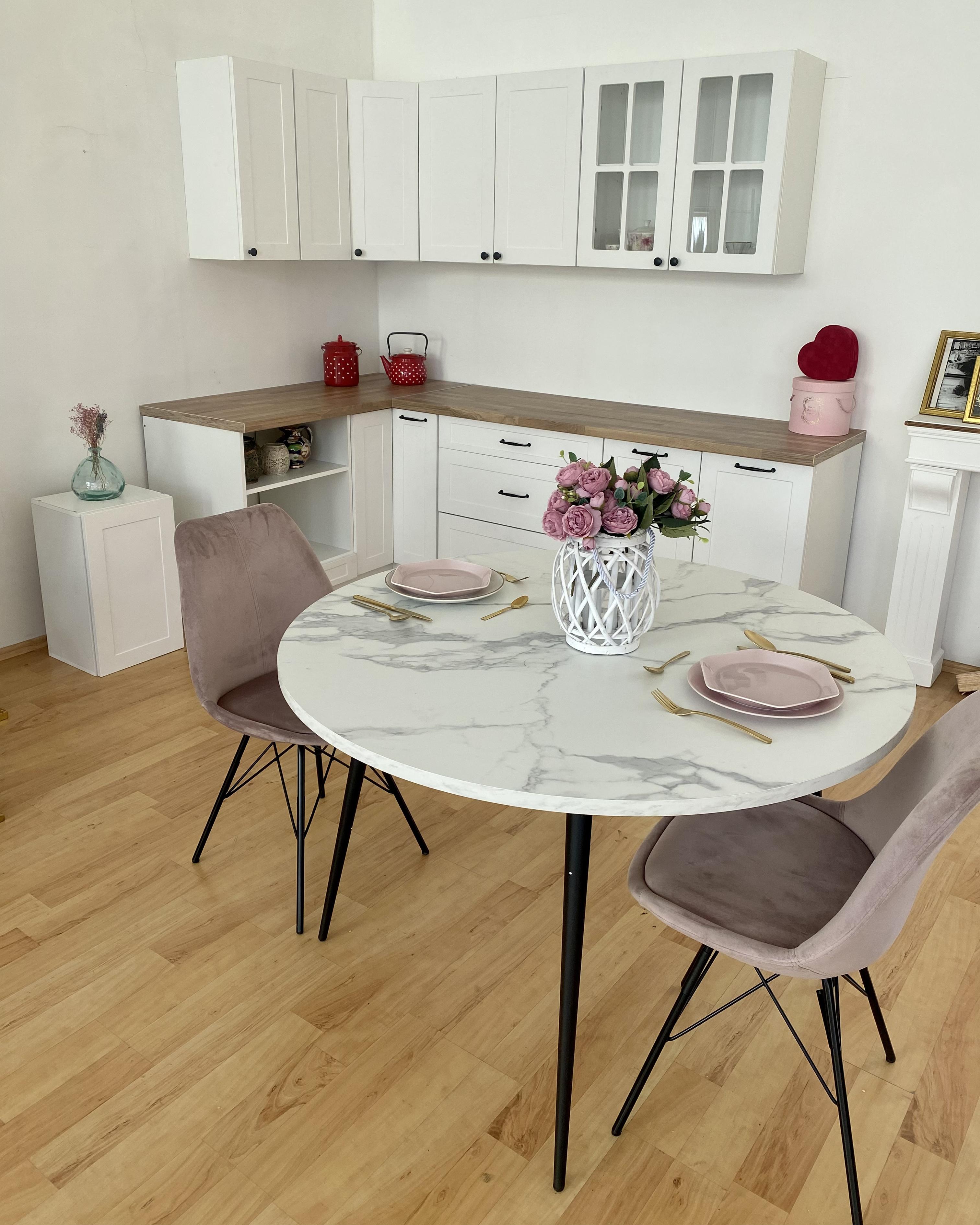 Eettafel ODEON Wit marmer 120 cm 120 cm