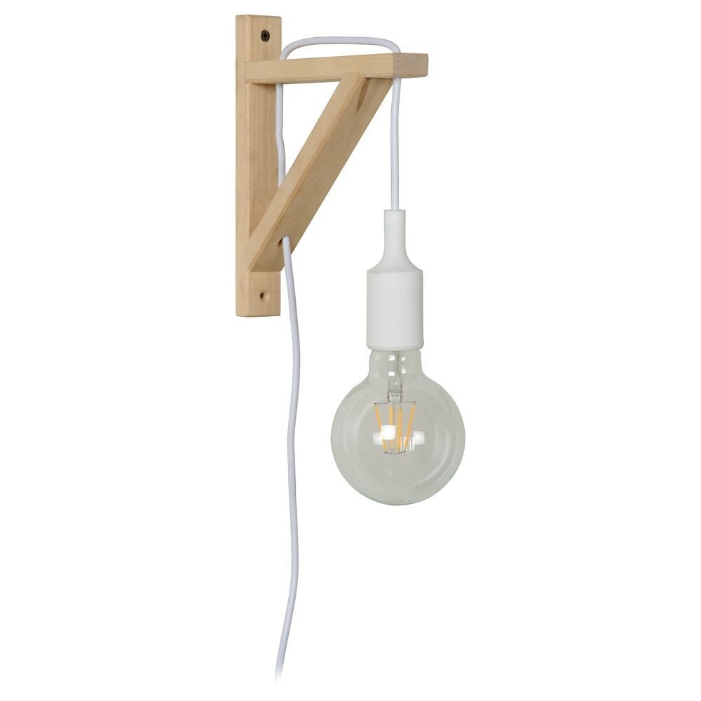 Wandlamp Fix wall, hout, met schakelaar, wit