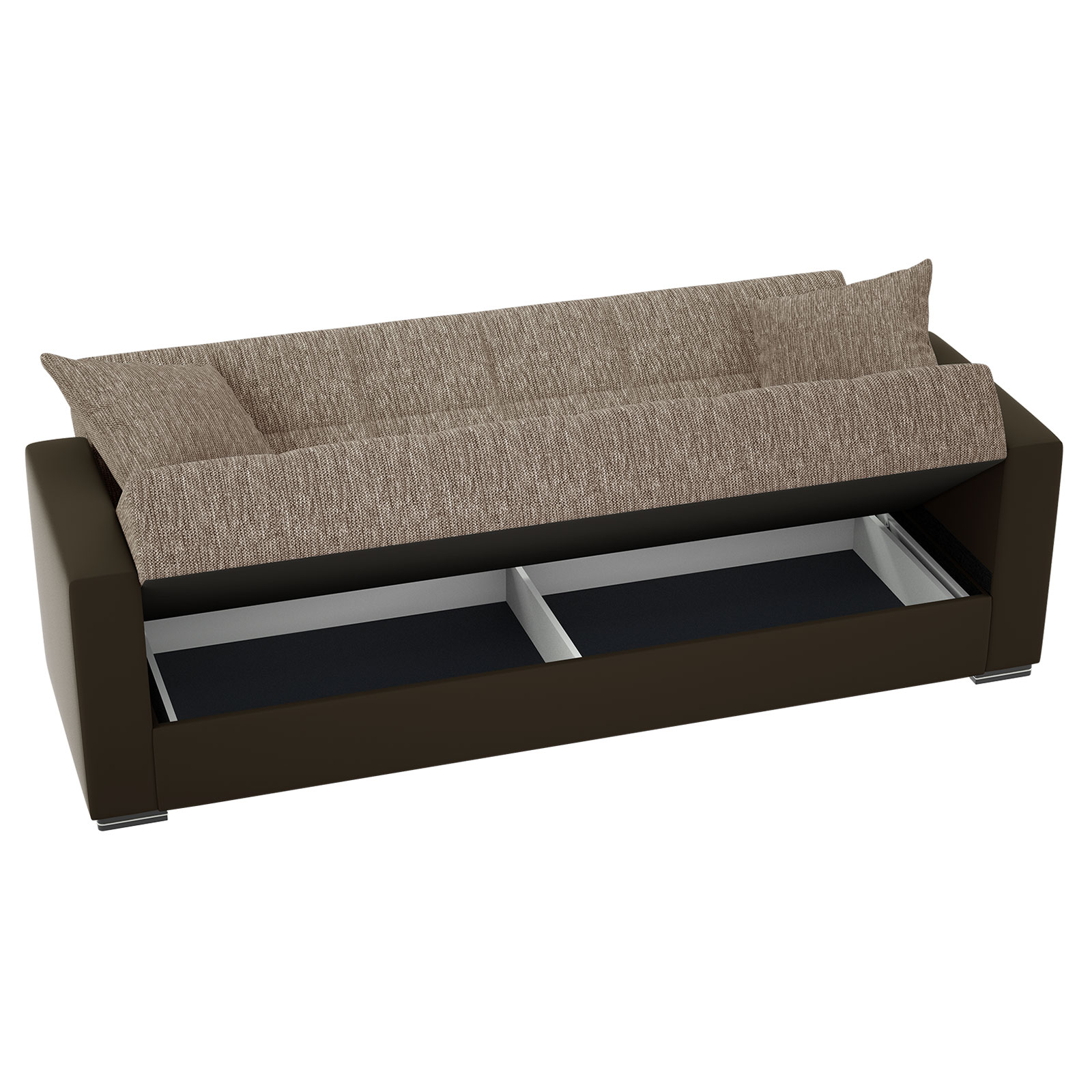 3-Sitzer Sofa - braun - mit Liegefunktion und Staukasten