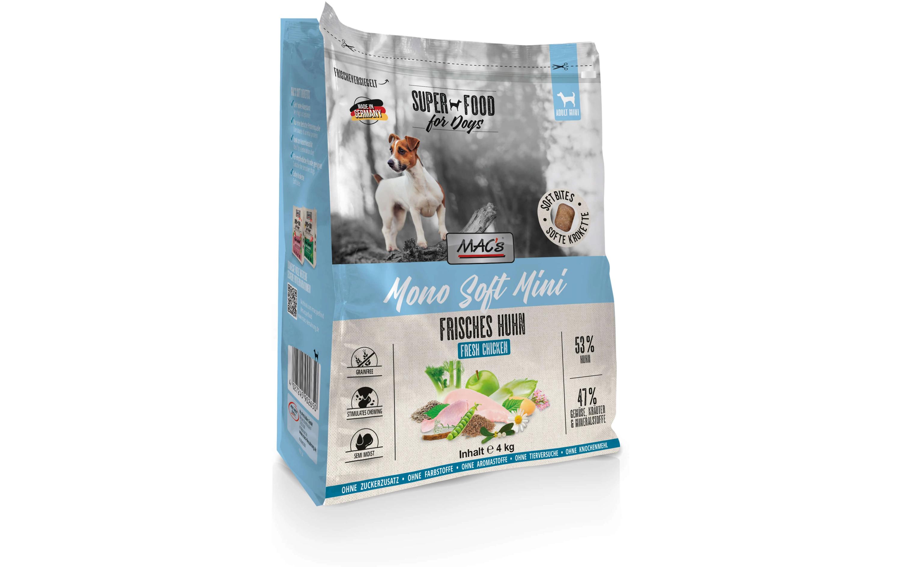 Halbfeuchtfutter Mono Soft Mini Frisches Huhn 4 kgAlleinfuttermittel für ausgewachsene Hunde