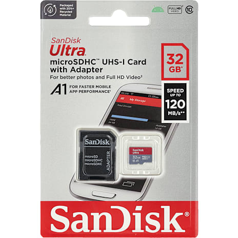Sandisk MicrosSDHC Ultra 32GB 120MB/s med adapter