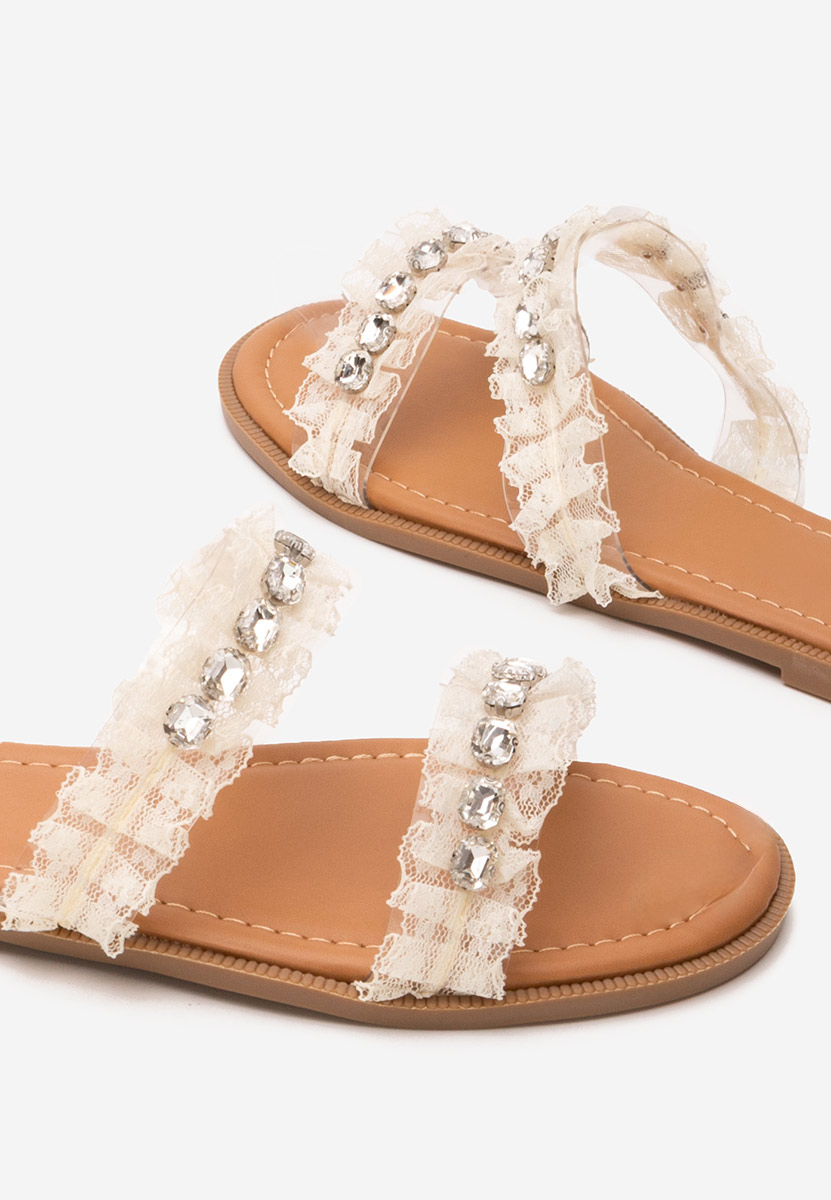 Mules plates femme beige Gineta
