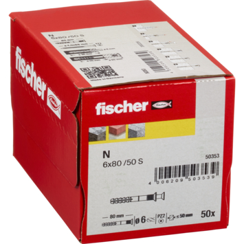 Fischer Slagplug 6x80mm 50 stuks