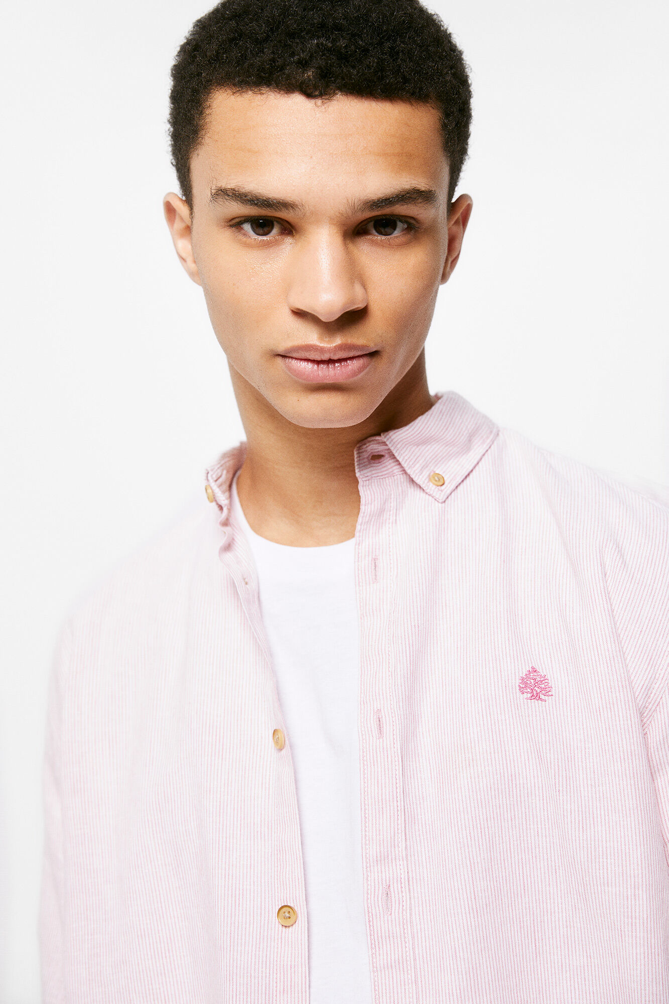 Camisa de linho Rayas - rosa