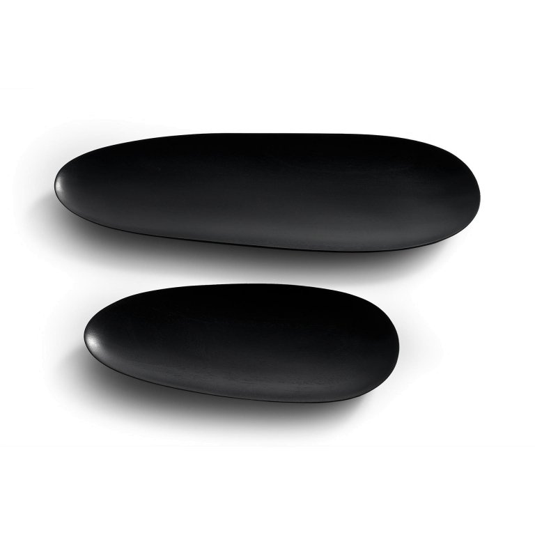 Ethnicraft Thin Oval serveerschaal set van 2 zwart mahonie