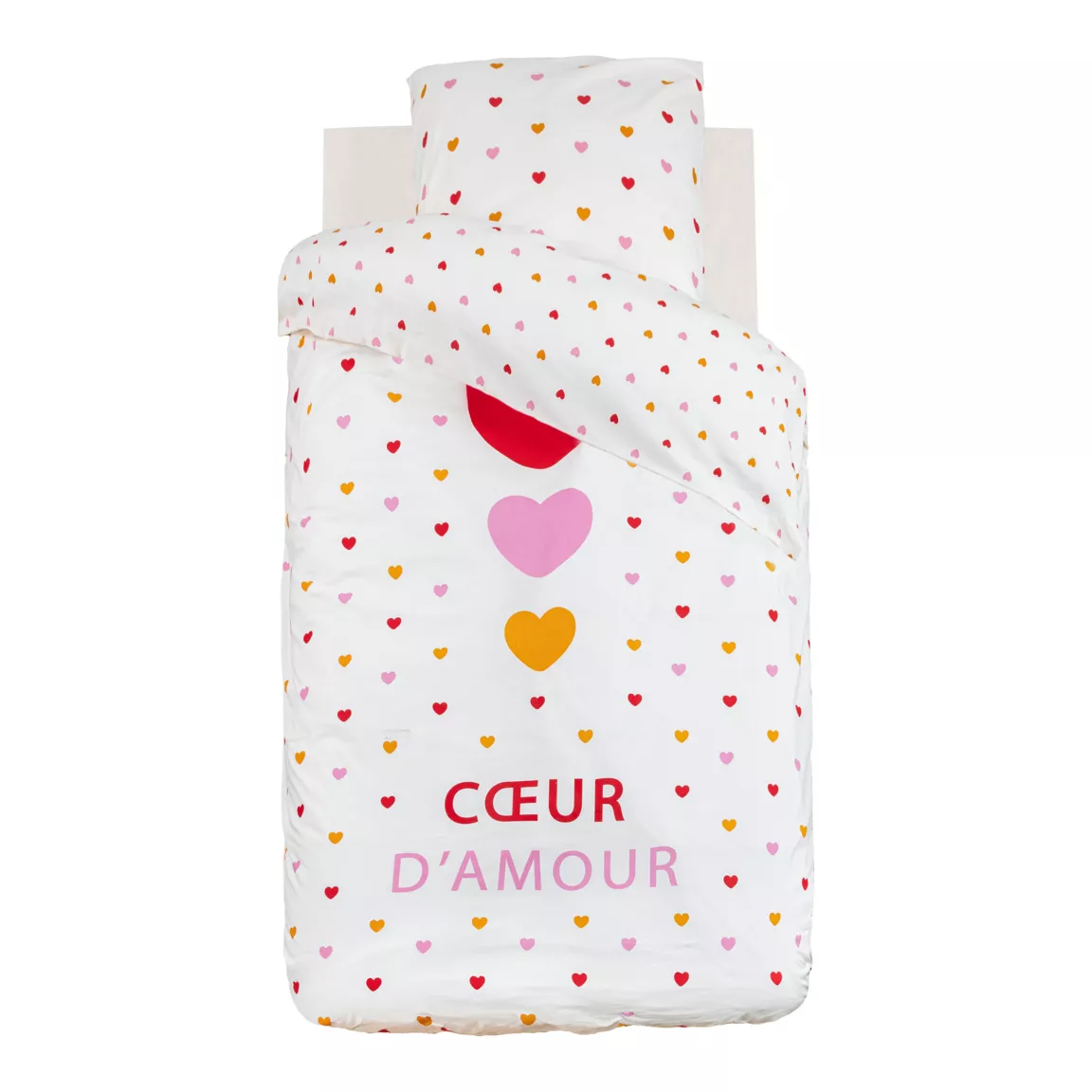 Housse de couette et une taie enfant coton (140 x 200 cm) Amour Multicolore