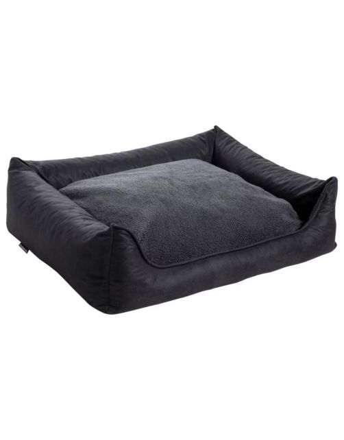 Maxxnobel Orthopedische Sofa Lederlook\/Teddy Zwart&Antraciet - Hondenbank