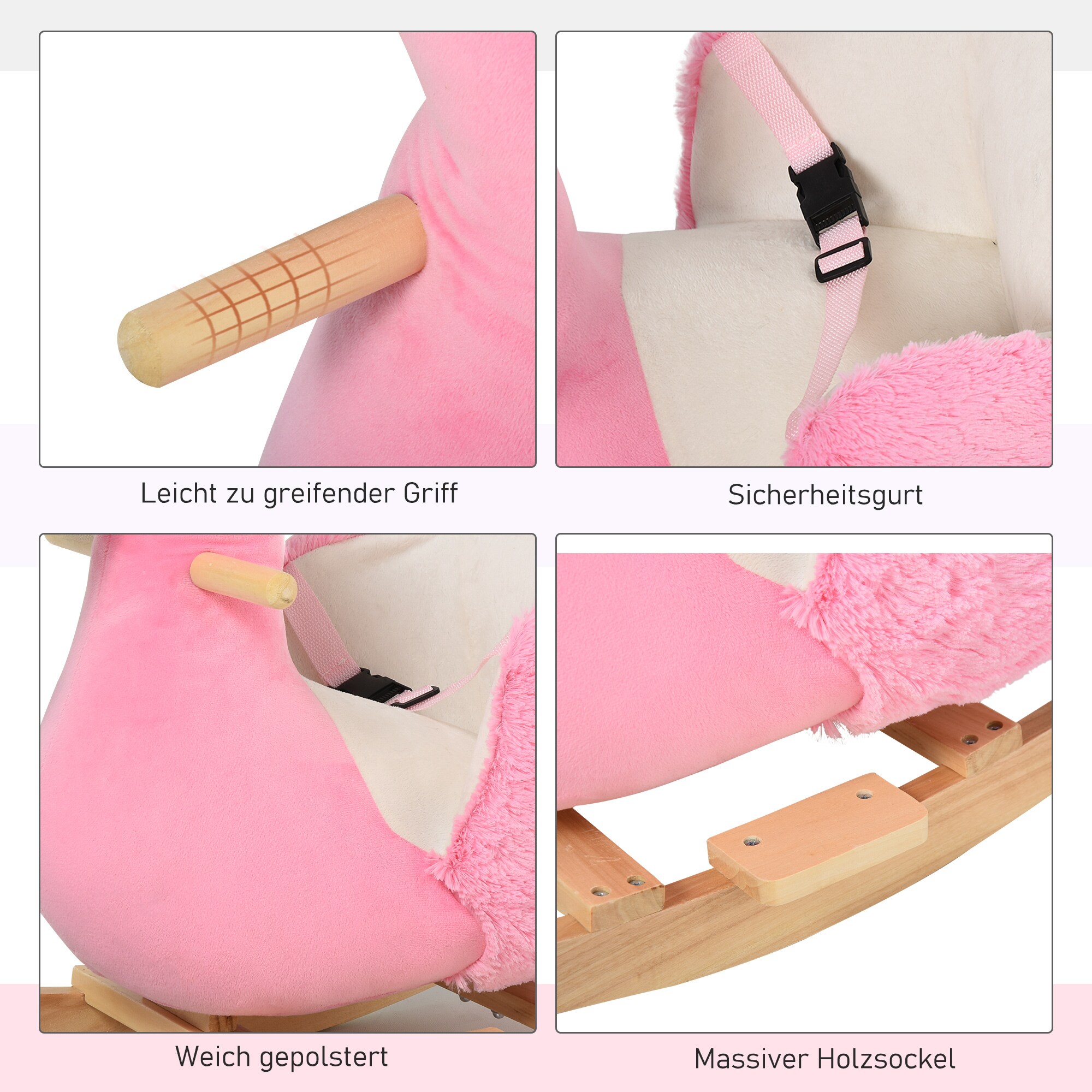 HOMCOM Kinder Schaukeltier als Flamingo rosa 60 x 33 x 52 cm (LxBxH)