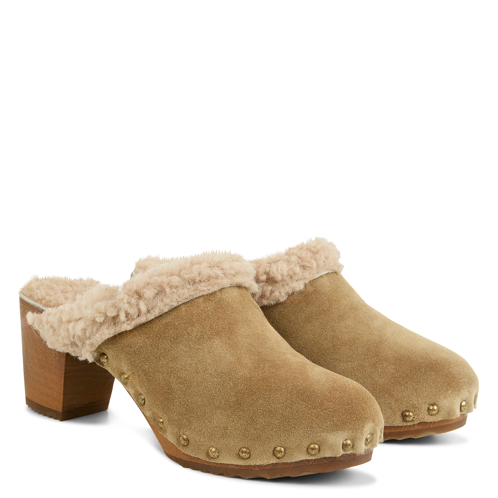CANDICE - Sabot fourré en cuir| Beige
