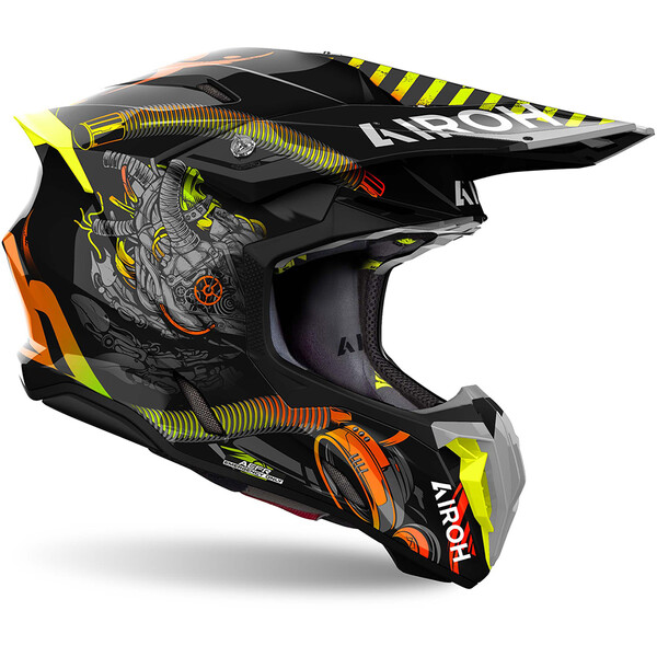Airoh - Casque Twist 3 Toxic Noir / Orange / Jaune / Brillant