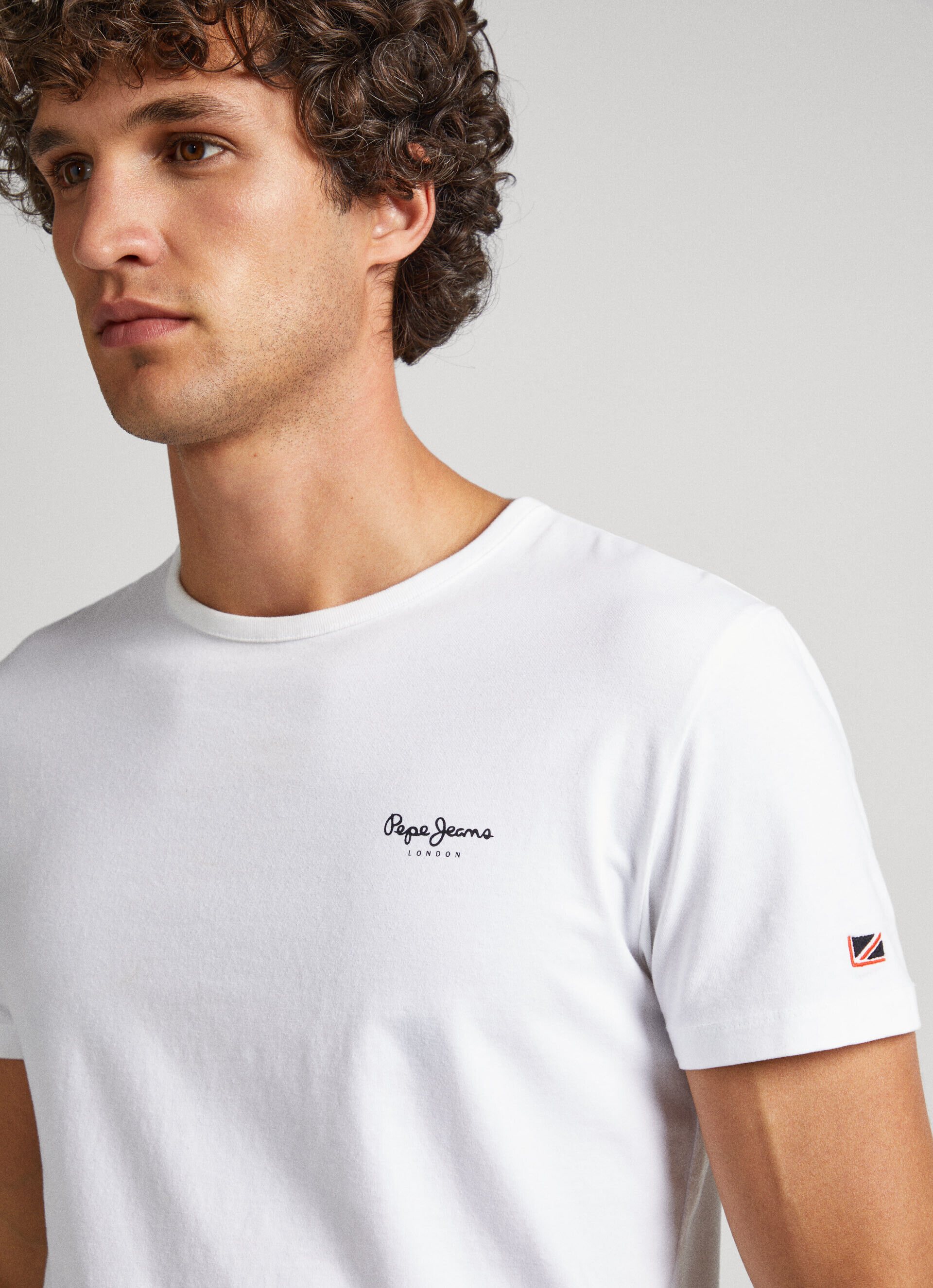 Camiseta de algodão com logotipo estampado - branca