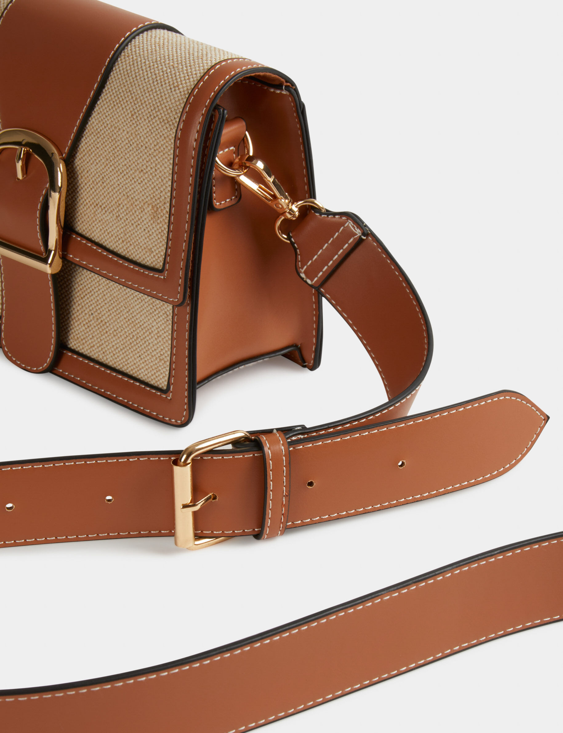 Sac à rabat avec boucle marron femme - marron