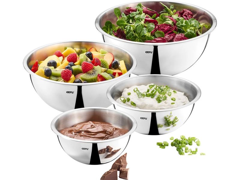 GEFU Rührschüssel-Set Cavaro 4-teilig, Silber Edelstahlschüssel-Set