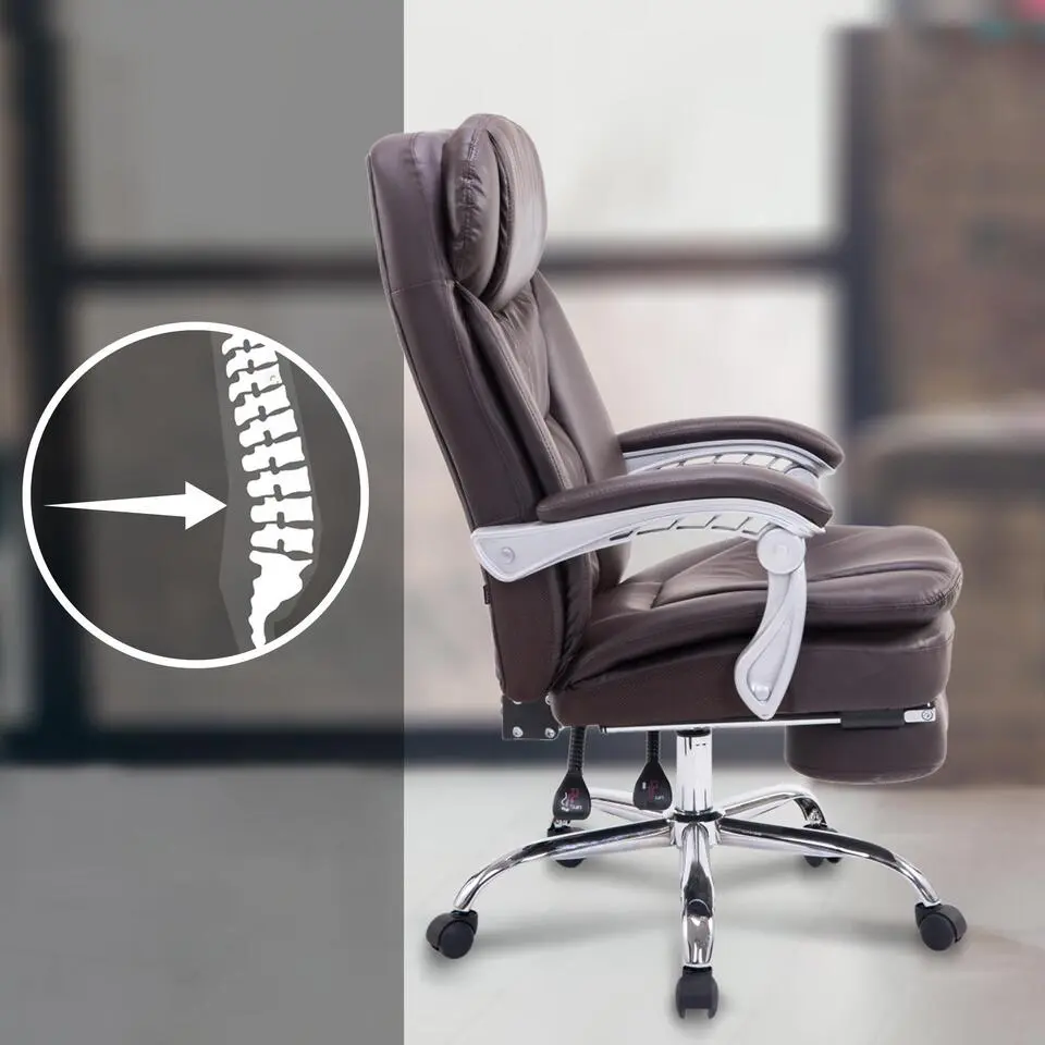 CLP Bureaustoel XL Troy chroom Frame - Kunstleer - bruin