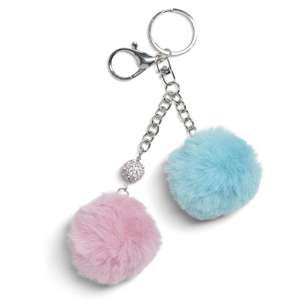 Porte clé avec 2 pompons colorés - 2 modèles
