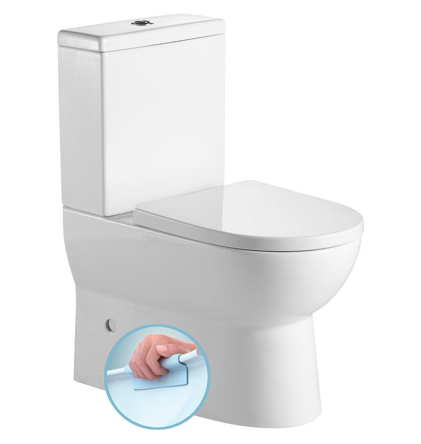 Aqualine Jalta duoblok staand toilet zonder spoelrand wit
