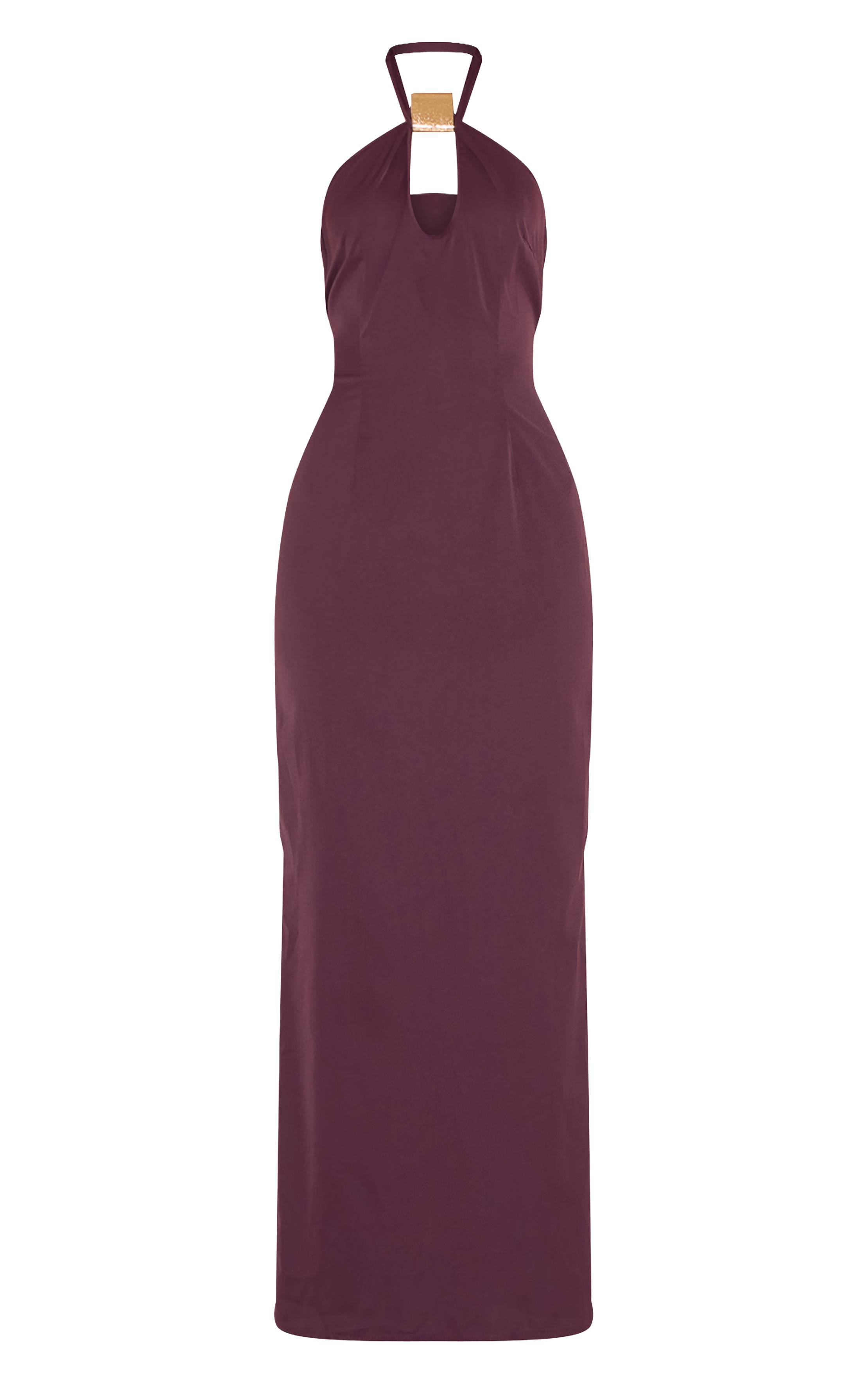 Prune Robe Longue Tissée À Col Licou Avec Détails De Finitions