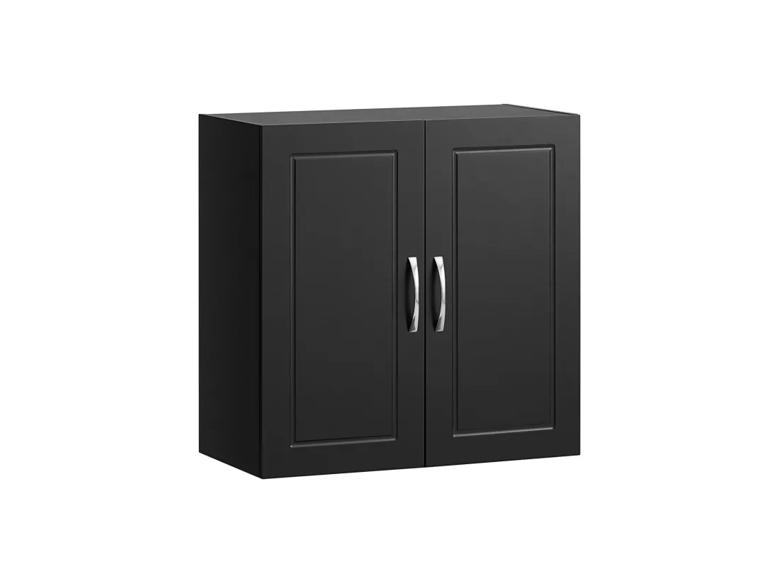 Meuble Haut Armoire de Toilettes Salle de Bain Suspendue 2 Portes Noir, FRG231-SCH