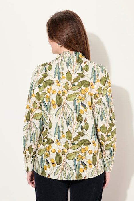 Bluse, Kelchkragen, bedruckt, Langarm