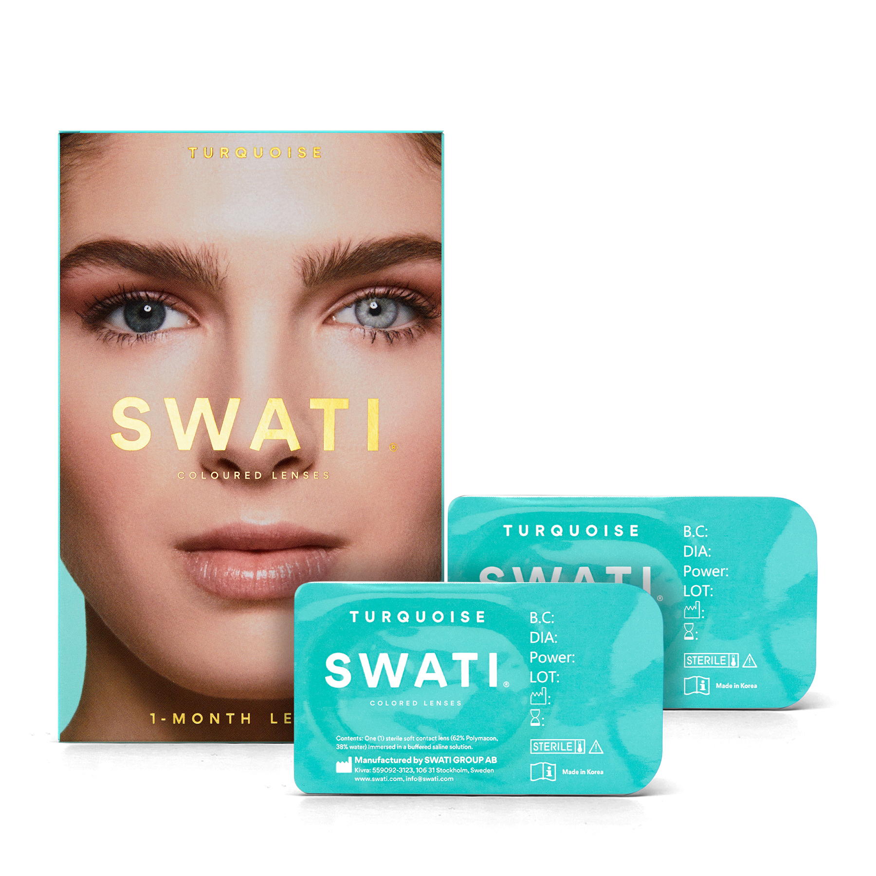 SWATI Coloured Lenses Turquoise 1 Month