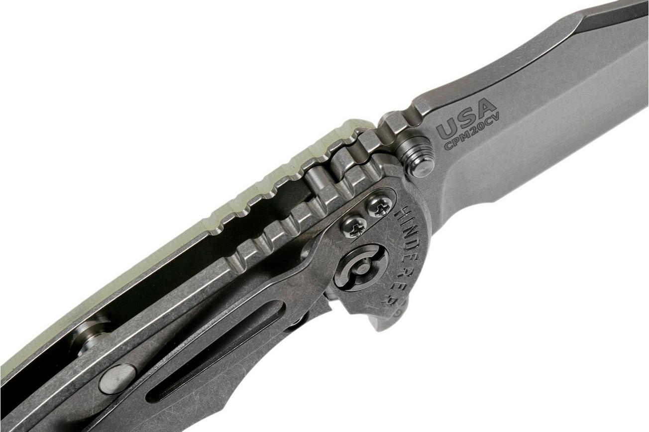 Rick Hinderer XM-18 3.5 Bowie 20CV Stonewash, Transparant Green G10 zakmes