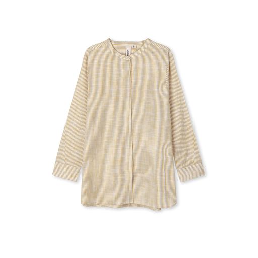 Juna Mono Lines Ida Skjorte, Okker/ Hvid, XS