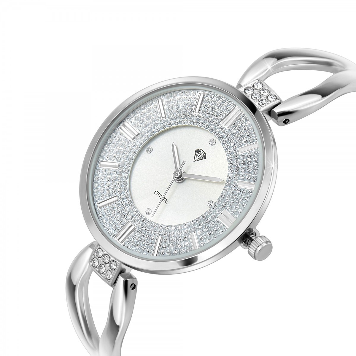 Montre argentée Emilie SC Crystal ornée de Cristaux scintillants