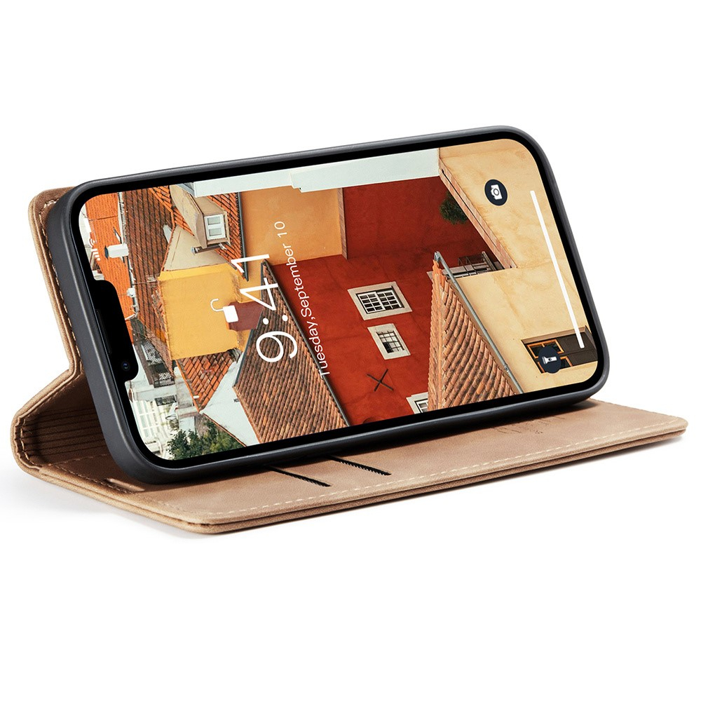iPhone 15 Pro Max Leder Tasche Flip Wallet Etui mit Kartenfächern - Braun