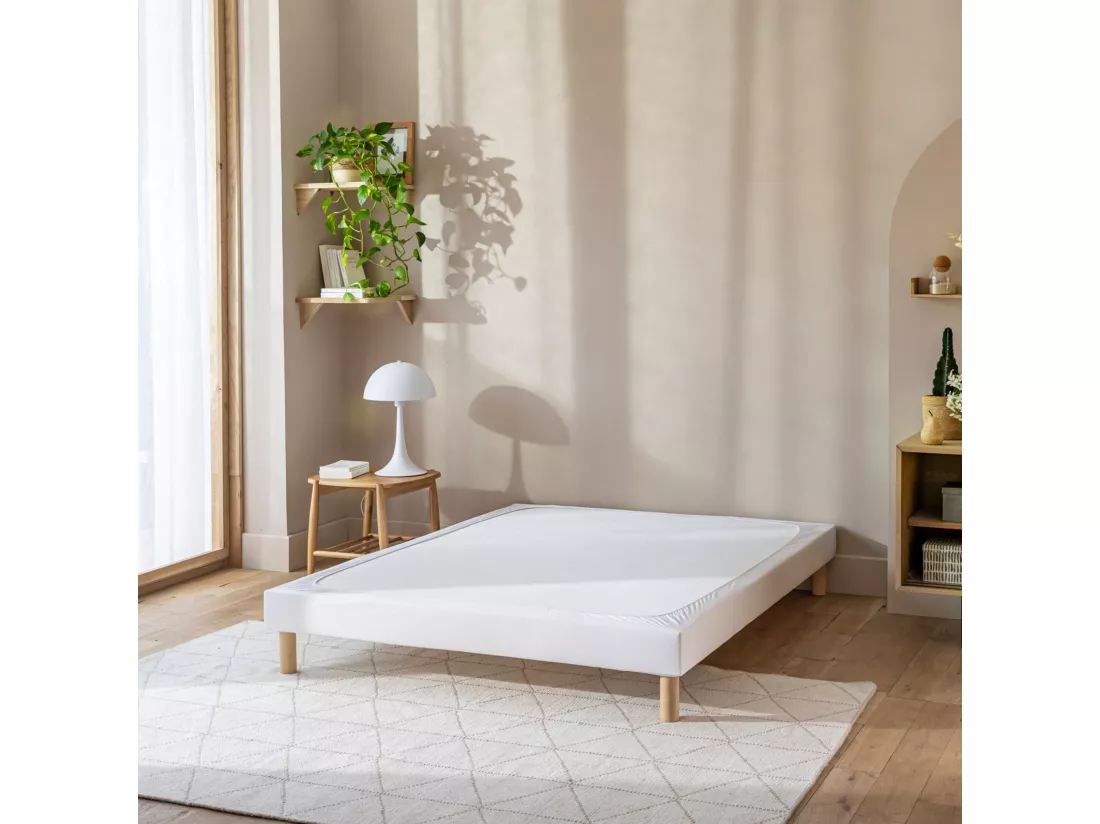Cache-sommier coton jersey blanc 120x190 à 130x200