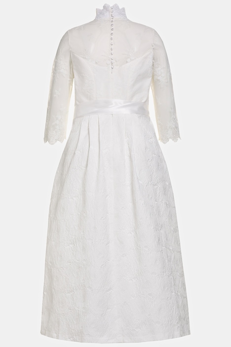 Braut-Dirndl, Spitze, Stehkragen, 3/4-Ärmel, Brautkleid