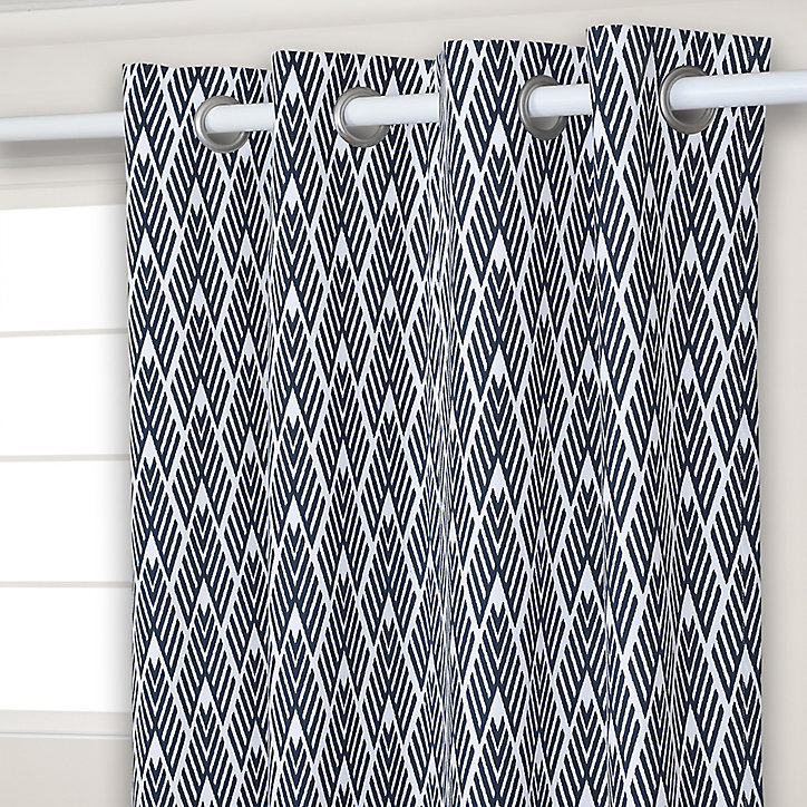 Rideau effet coton Nebaa l.140 x H.260 cm bleu nuit