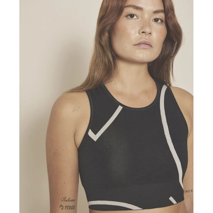 Moonchild Yoga Wear Loud Logo Crop Top Black / sustained