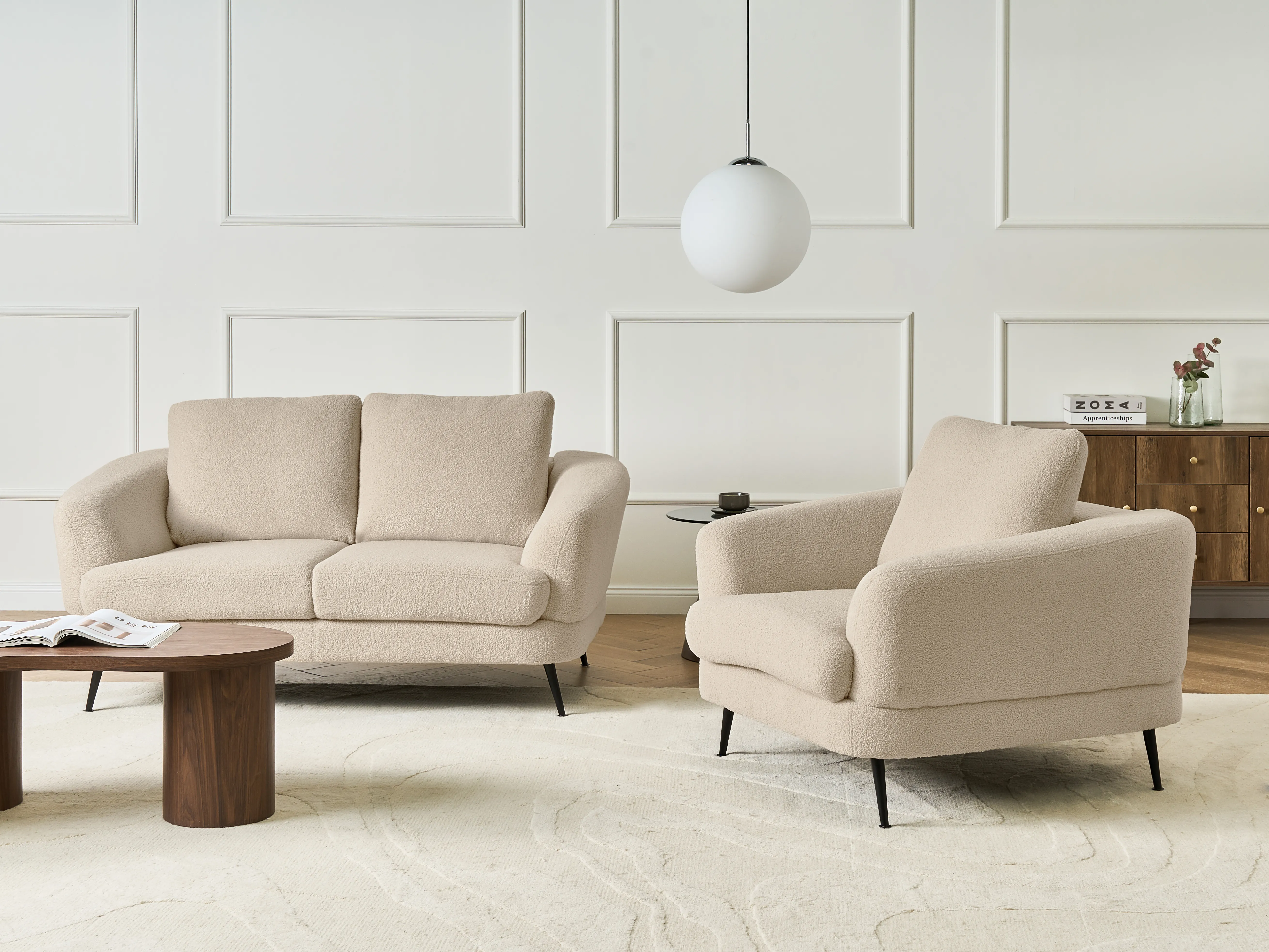 Bankenset 3-zits KJAER Bouclé Lichtbeige