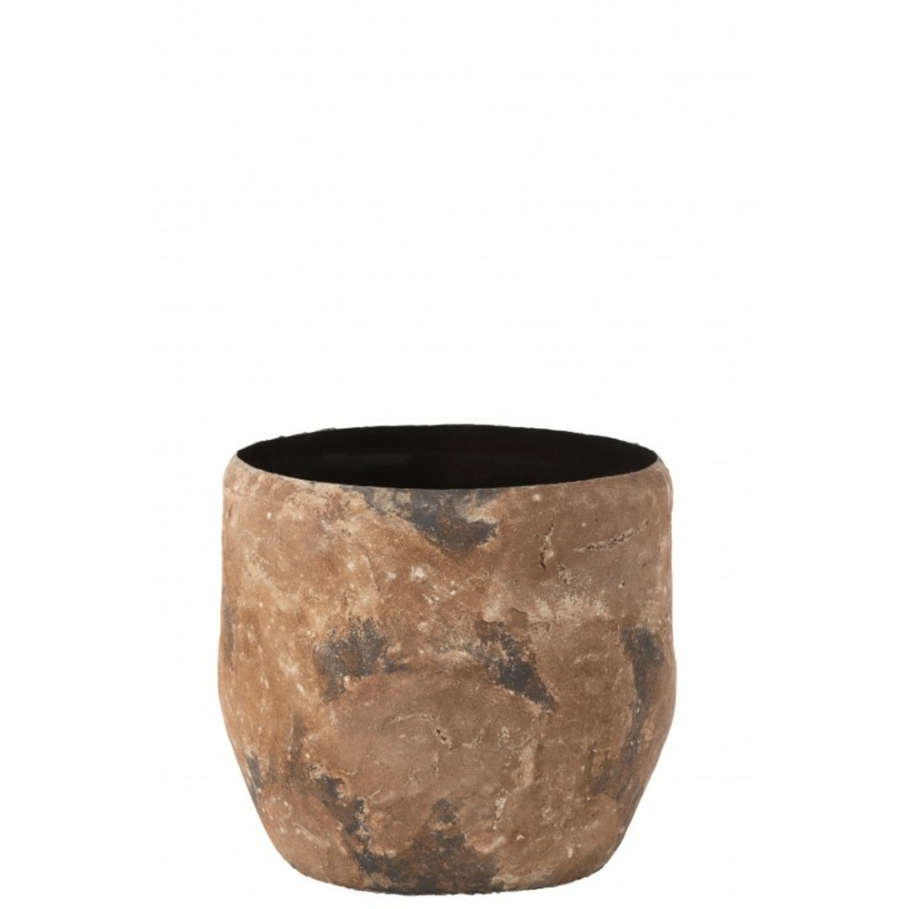 Vase rugueux en métal marron 39x39x37cm