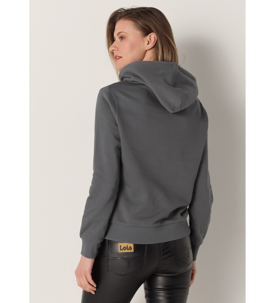 Moletom com Capuz Lois Graphic Cut Out Cinza