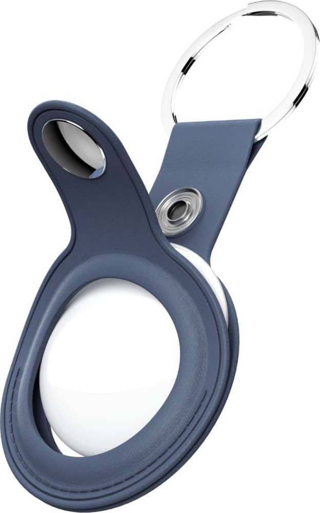 Keybudz nøglering af læder til sporingsbrik (blå)