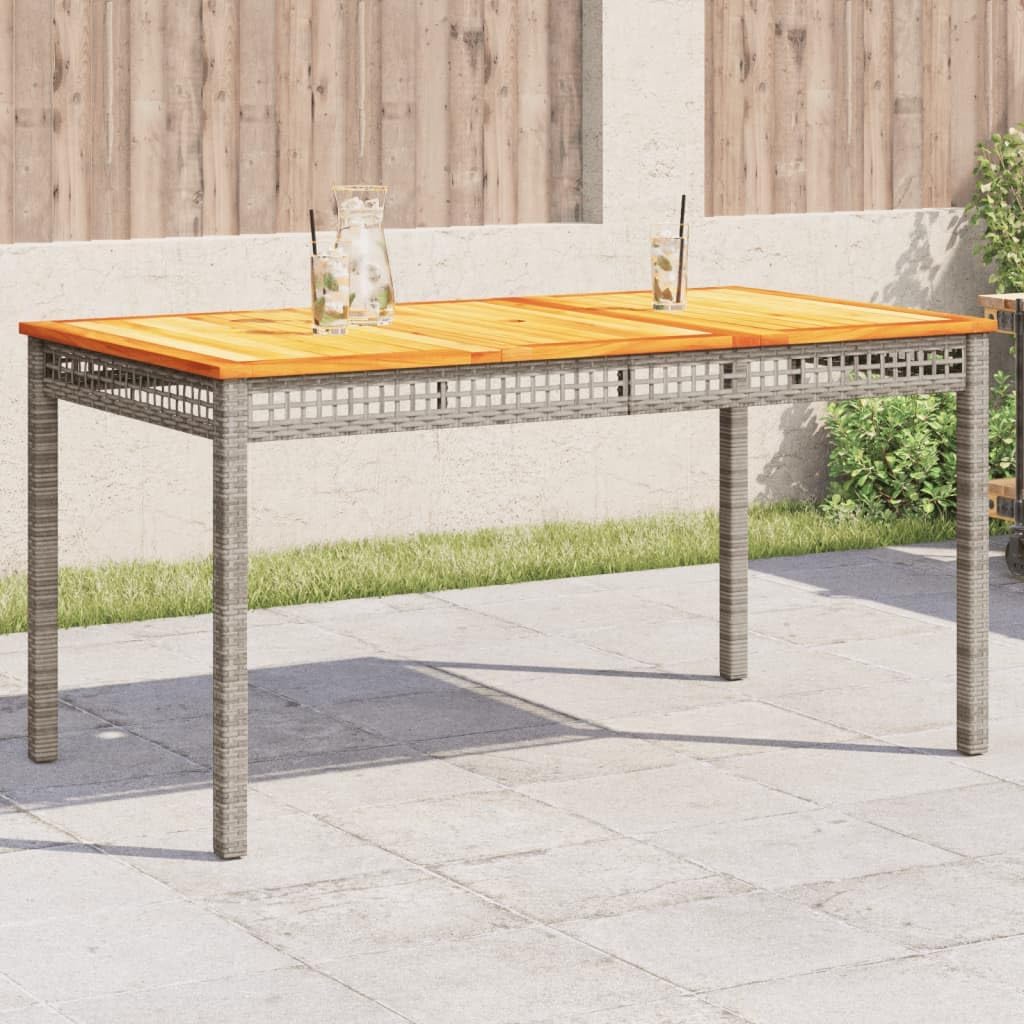 Gartentisch Grau 140 x 80 x 75 cm aus Polyrattan und massivem Akazienholz mit stabiler Tischplatte und Gestell aus robustem Stahl für den Außenbereich, langlebig und praktisch **Analyse der