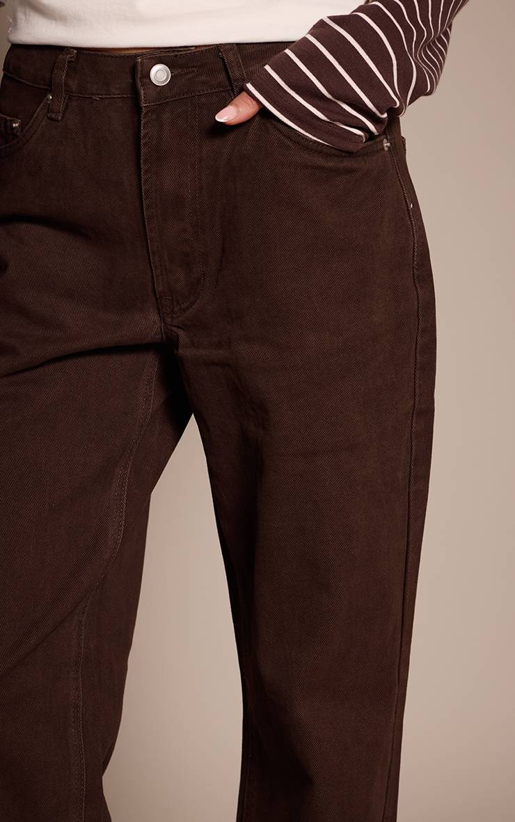 Chocolat Jean Droit En Denim Taille Mi-haute