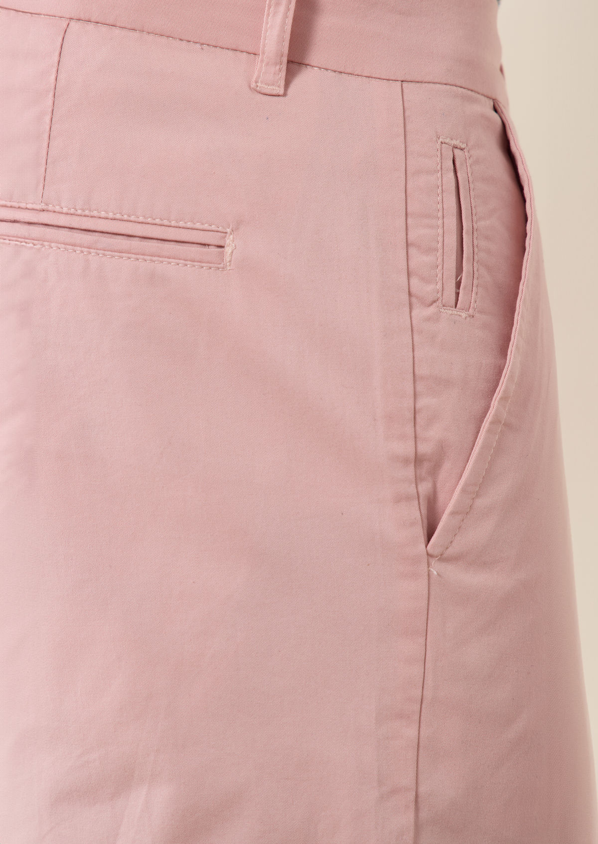 Chino slack skinny 7/8 en coton stretch uni rose