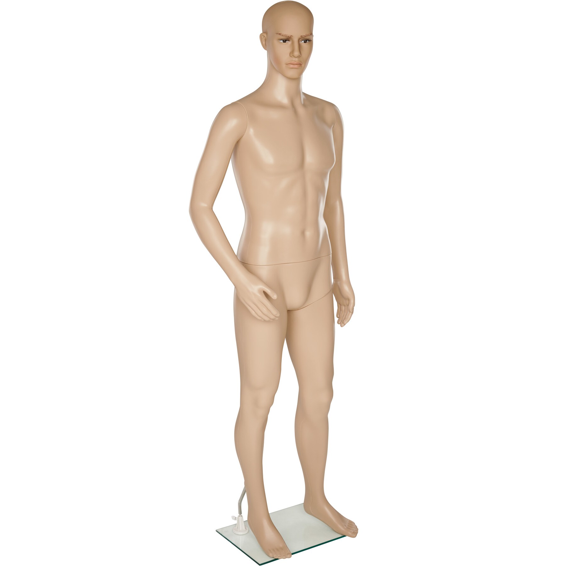 tectake® Schaufensterpuppe, aus Kunststoff, lebensechte Proportionen, Glasplatte mit Wadendorn