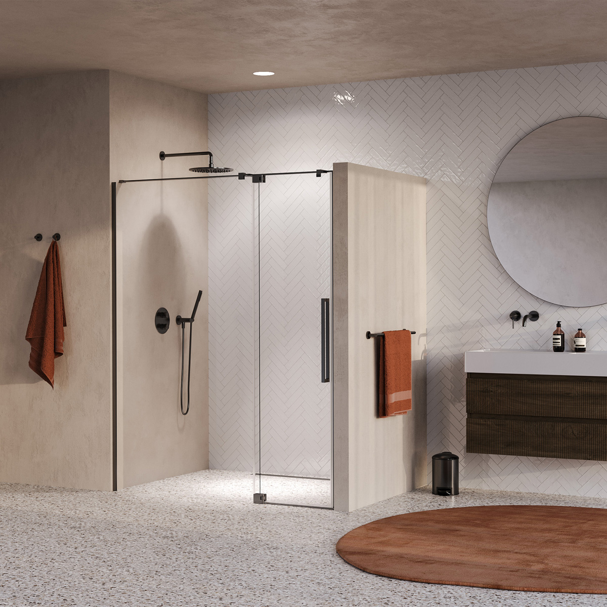 Brauer Stellar nisdeur met vaste wand 148.5-160cm gunmetal geborsteld PVD
