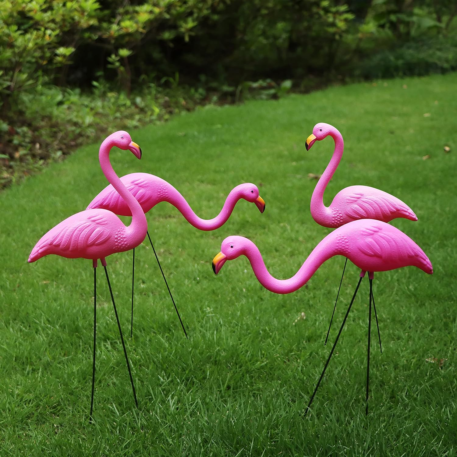 (2er Set) Flamingo Garten Dekoration Rasen Accessoire Teich Figur - Pink