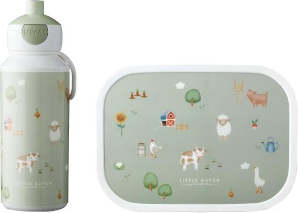 Mepal lunchset Campus little farm pop-up drinkfles en broodtrommel 2-delig
