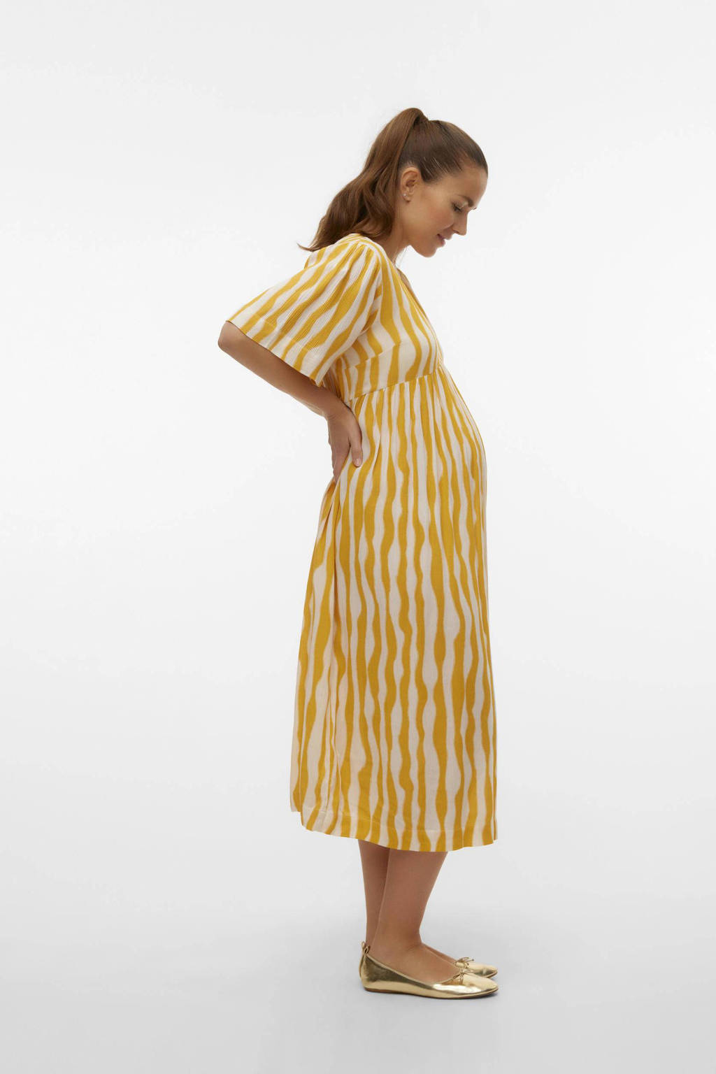 MAMALICIOUS zwangerschapsjurk MLPOLLY met all over print geel/offwhite