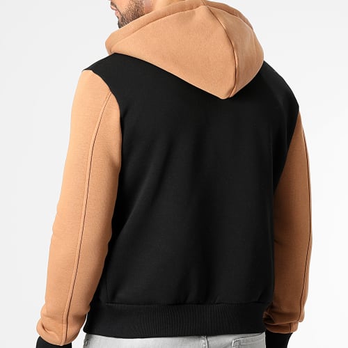 Veste Teddy Zippée A Capuche 2812 Noir Camel