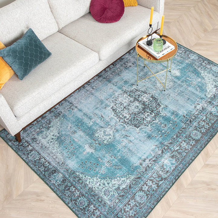 Vintage vloerkleed - Estate Medaillon Blauw/Groen